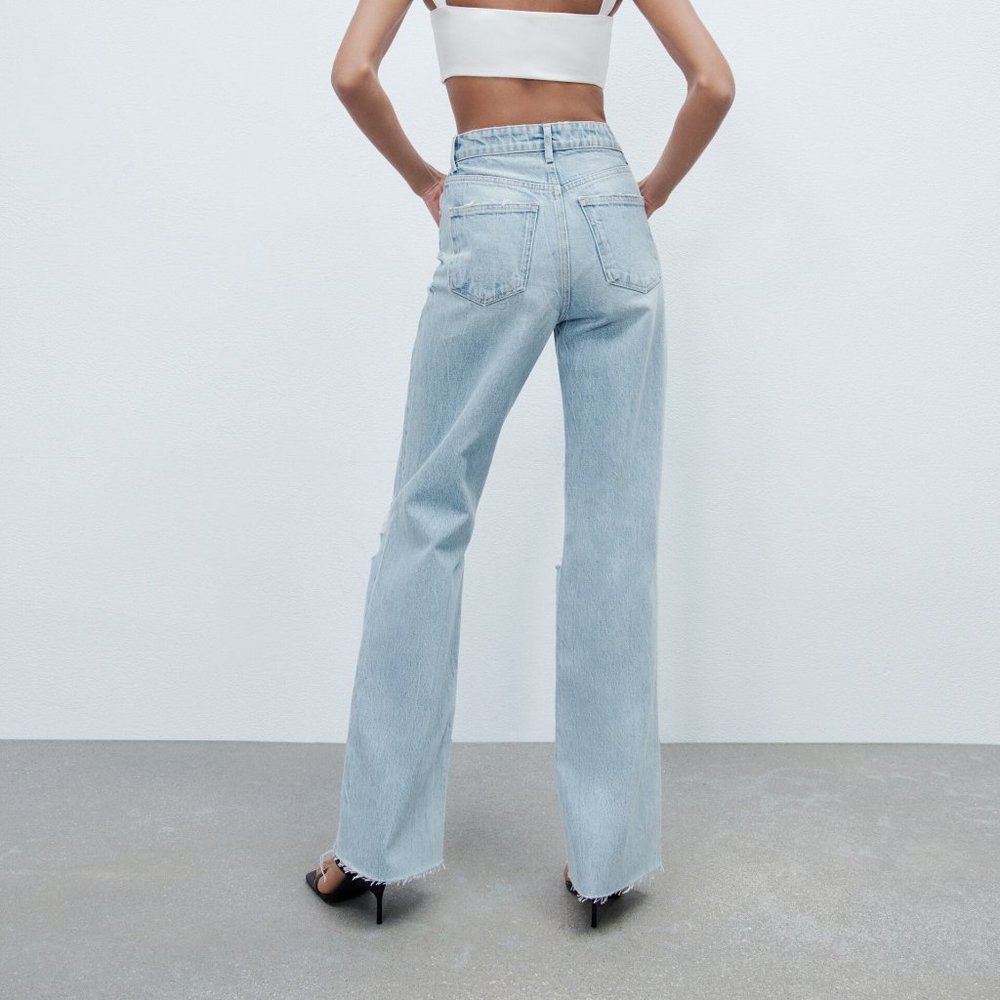 Zara Ripped Wide Leg Jeans - Picture 8 of 11